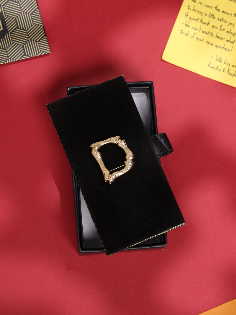 Golden Alphabet D Brooch