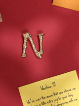 Golden Alphabet N Brooch