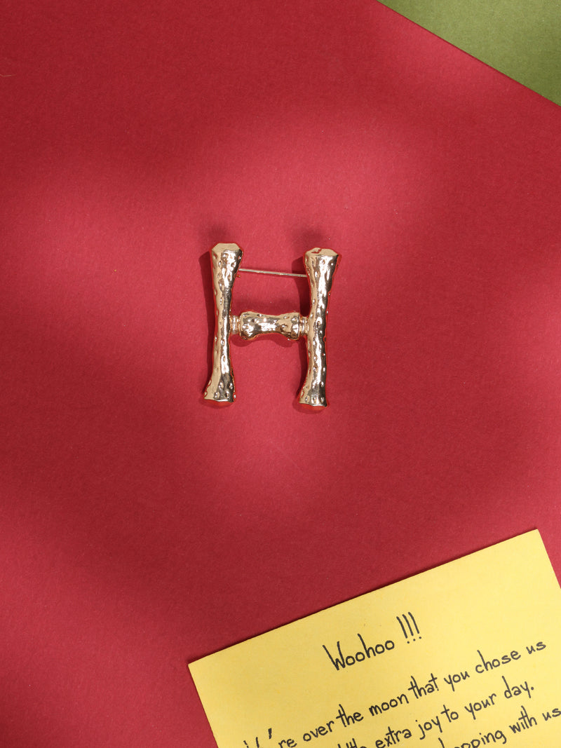 Golden Alphabet H Brooch
