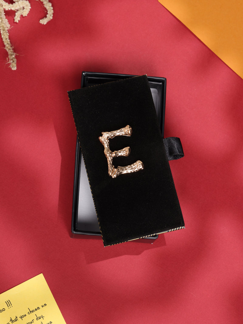 Golden Alphabet E Brooch