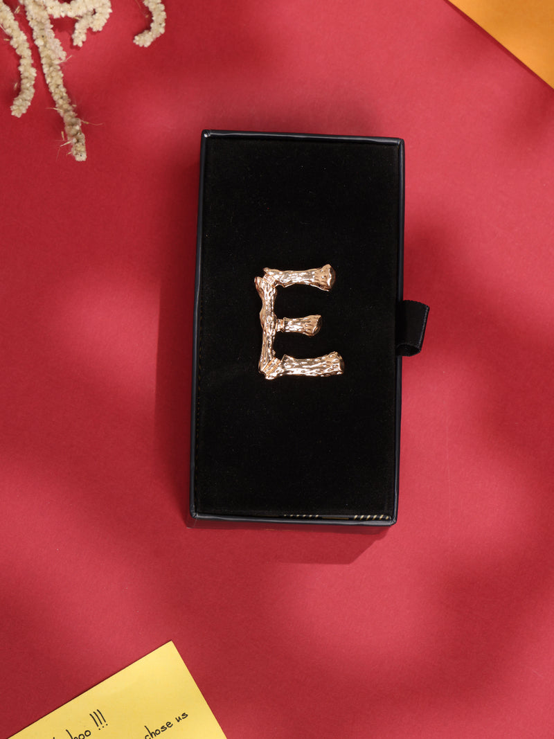 Golden Alphabet E Brooch