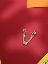 Golden Alphabet V Brooch