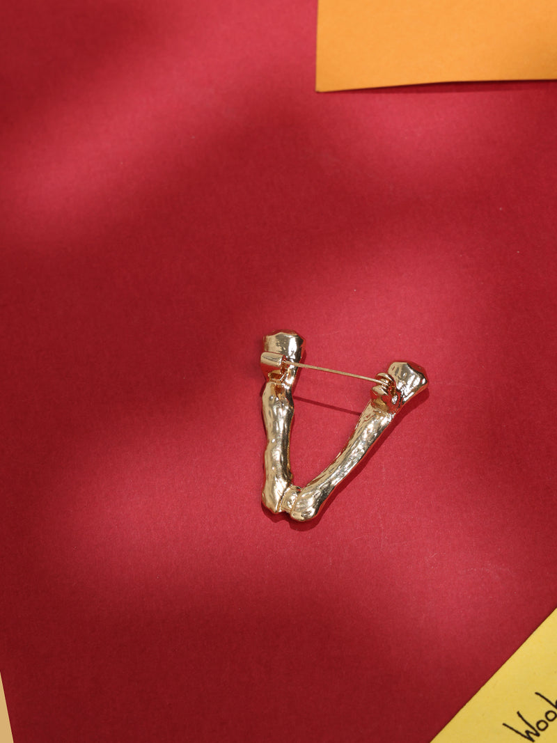 Golden Alphabet V Brooch