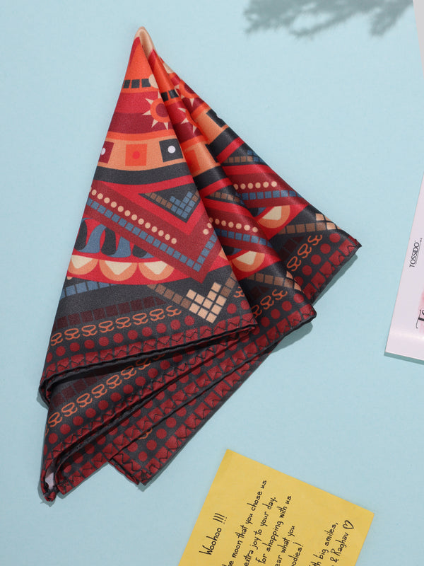 Orange Geometric Pocket Square
