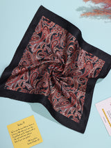 Orange & Black Paisley Pocket Square