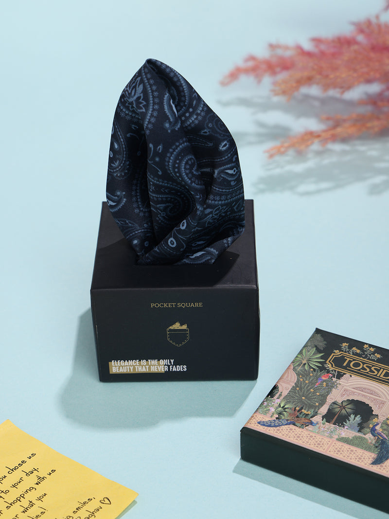 Blue Paisley Pocket Square