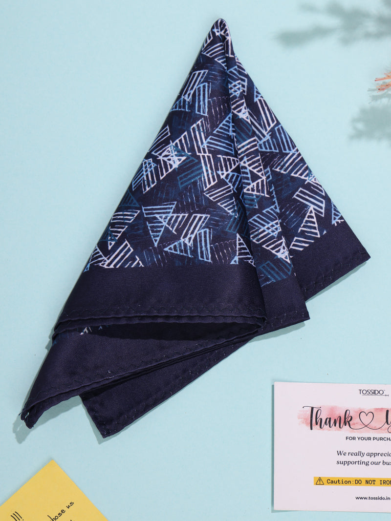 Blue Geometric Pocket Square