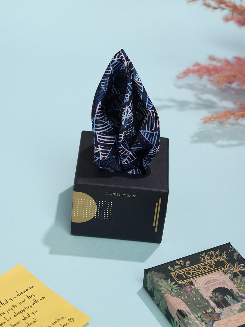 Blue Geometric Pocket Square