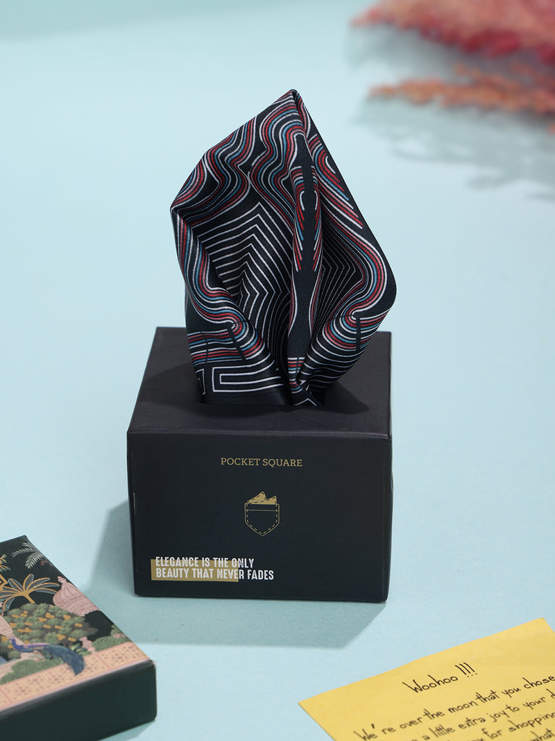 Black Geometric Pocket Square