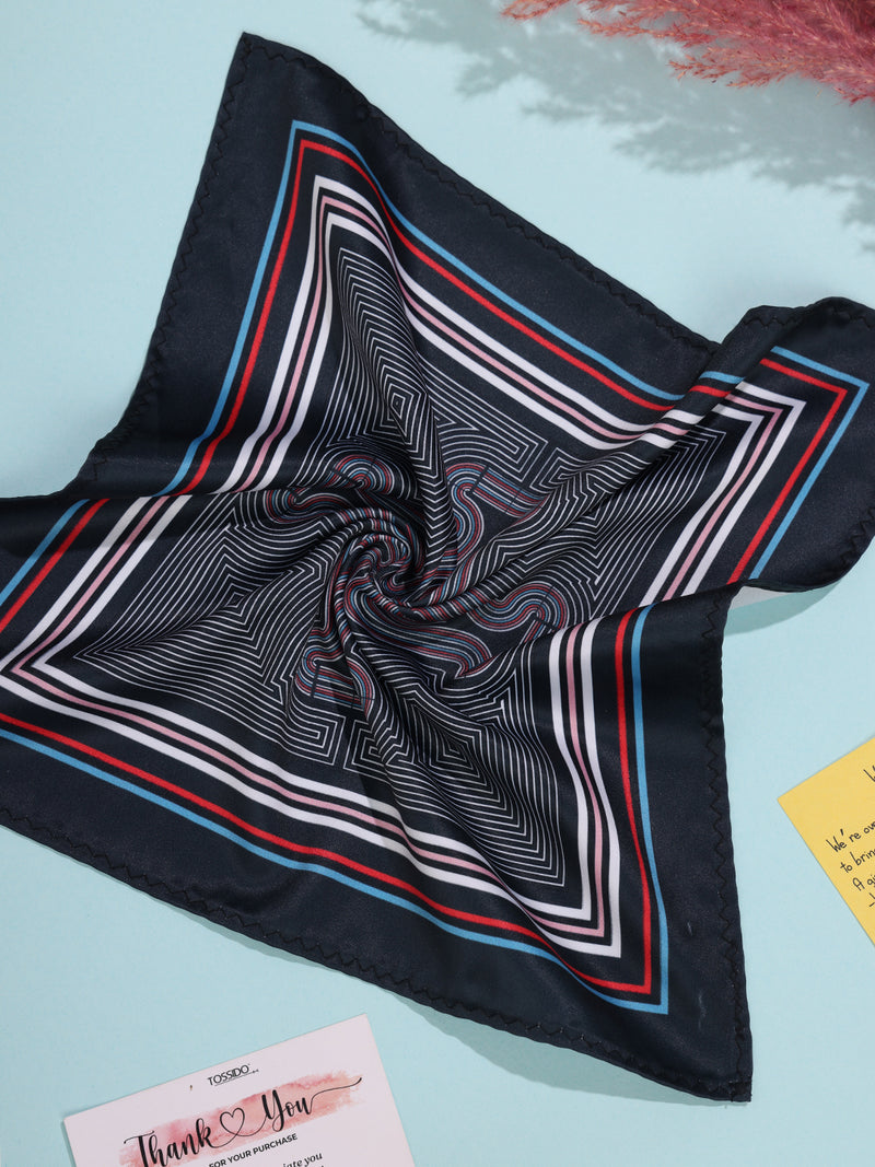 Black Geometric Pocket Square
