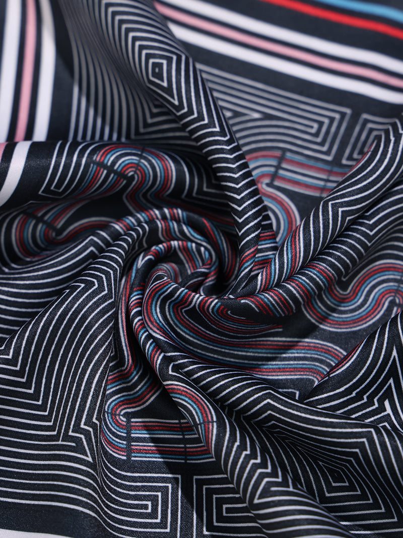Black Geometric Pocket Square