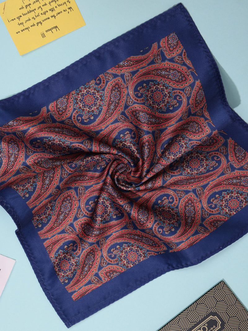 Blue & Red Paisley Pocket Square