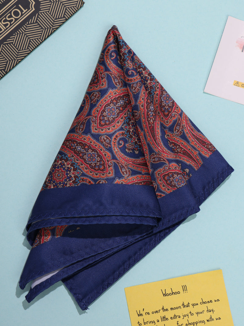 Blue & Red Paisley Pocket Square