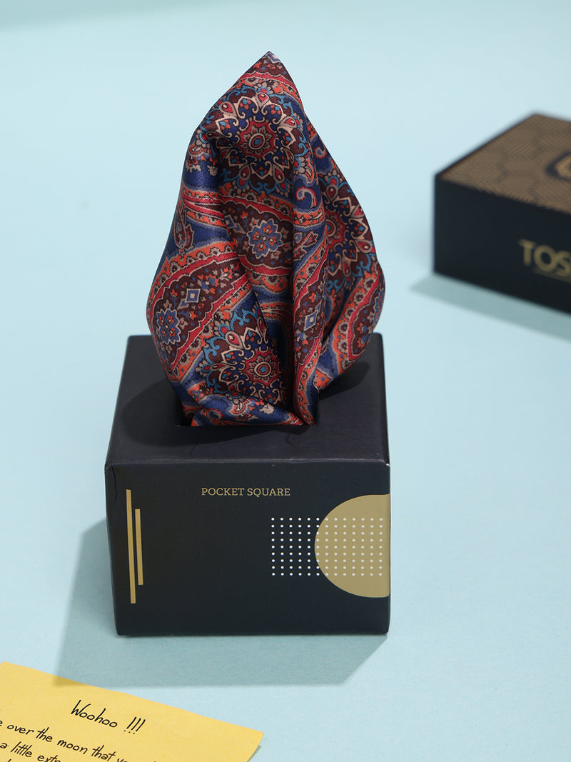 Blue & Red Paisley Pocket Square