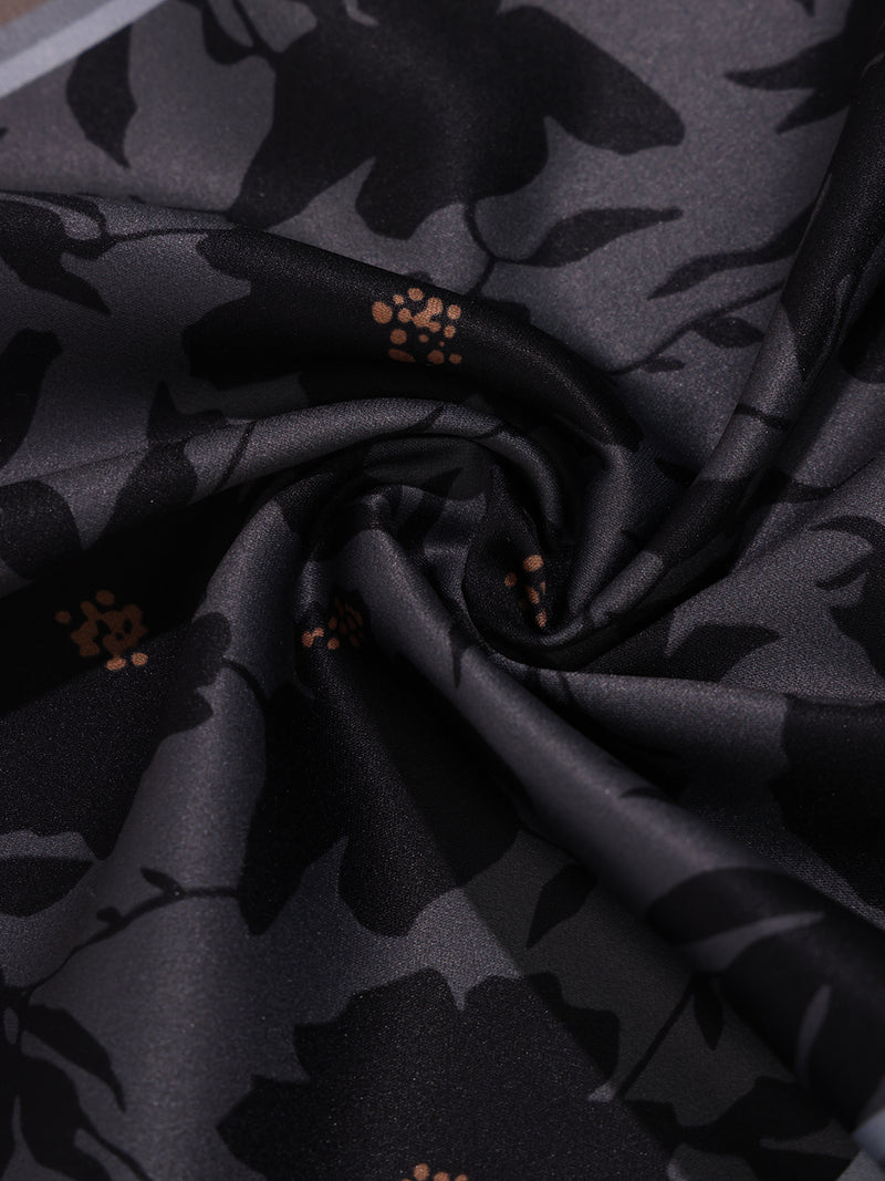Black & Grey Floral Pocket Square