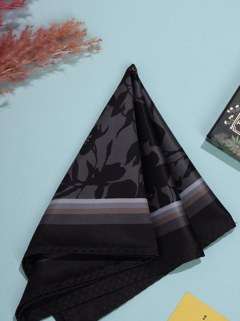 Black & Grey Floral Pocket Square
