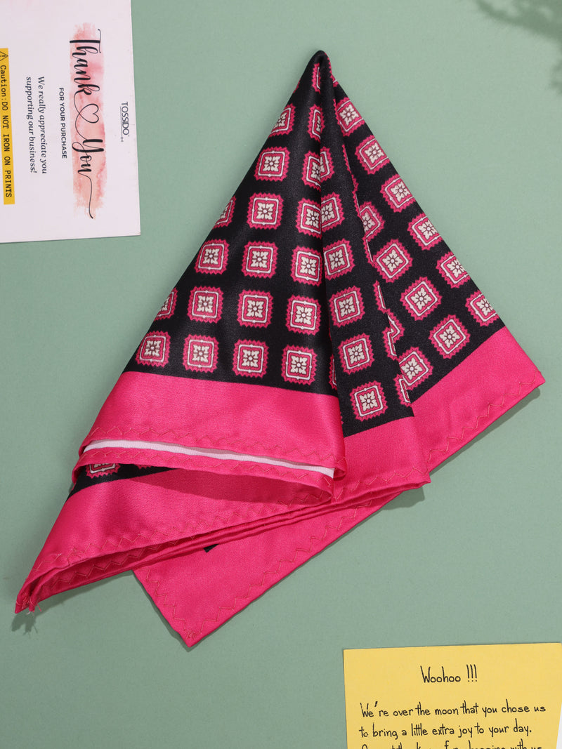 Black & Pink Geometric Pocket Square