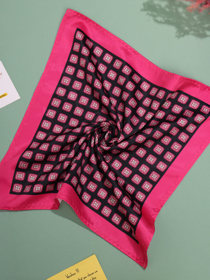 Black & Pink Geometric Pocket Square