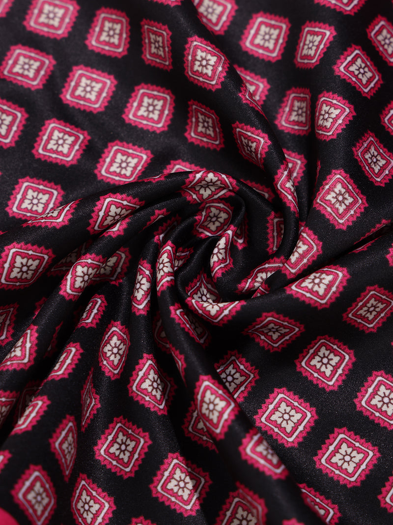 Black & Pink Geometric Pocket Square