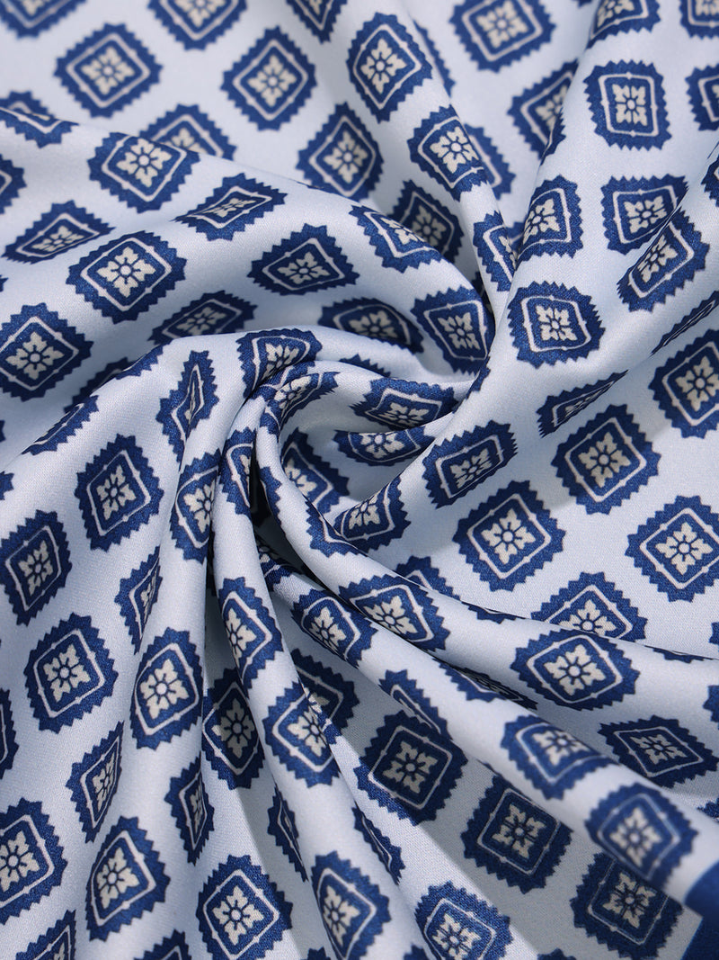 Blue & White Geometric Pocket Square