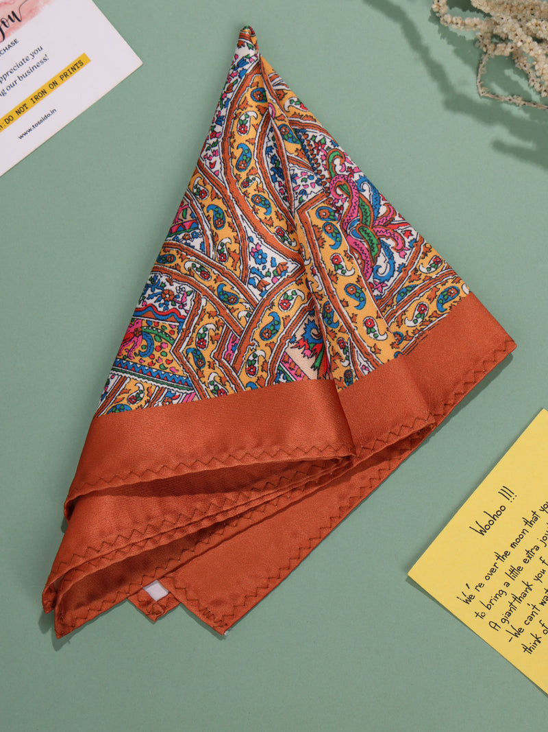 Orange Paisley Pocket Square