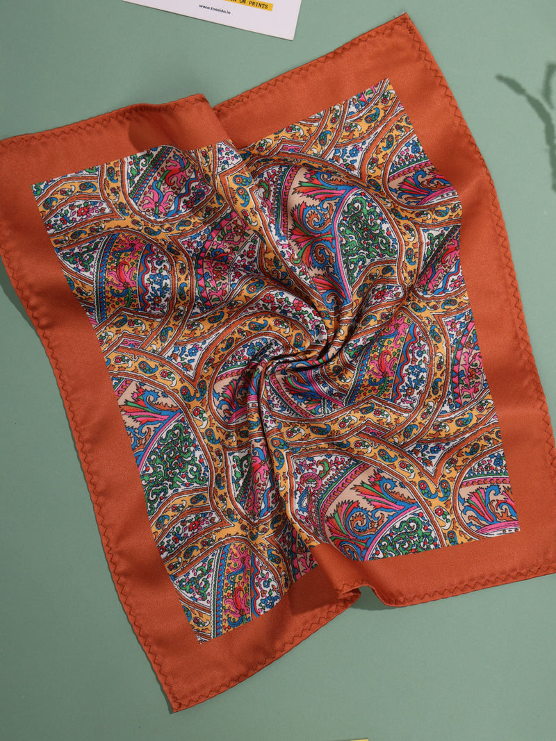 Orange Paisley Pocket Square
