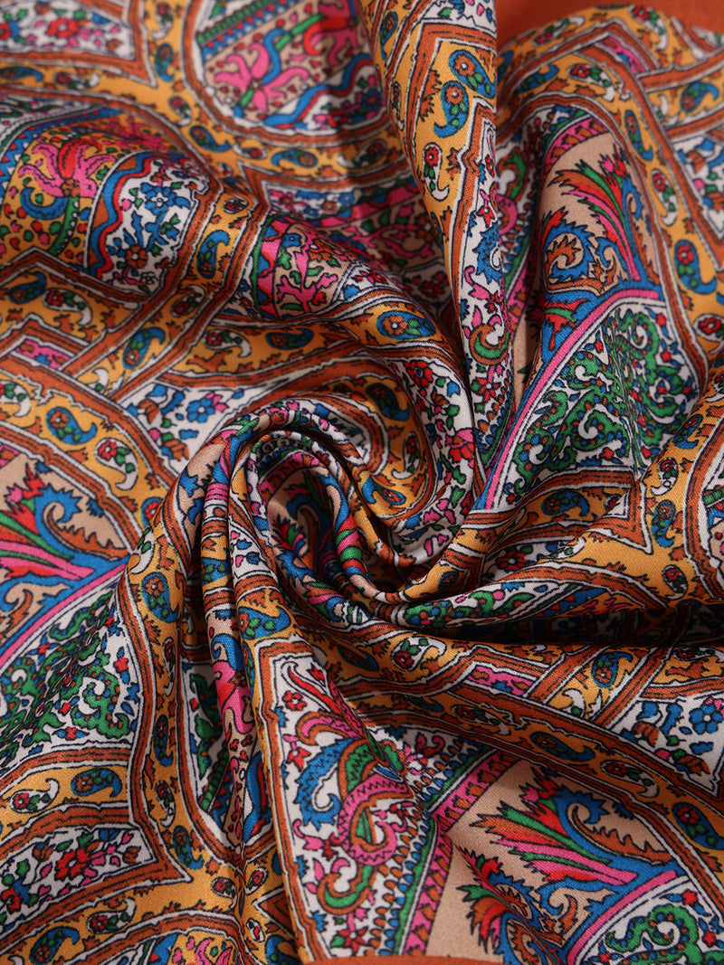Orange Paisley Pocket Square