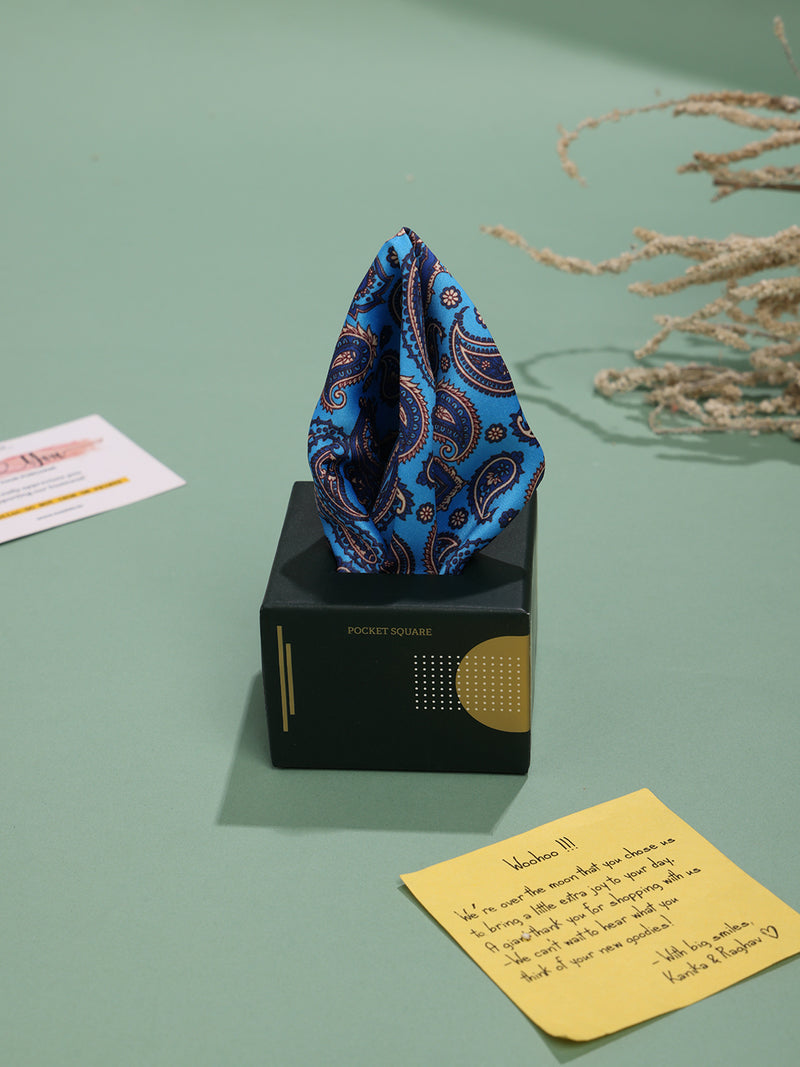 Blue Paisley Pocket Square