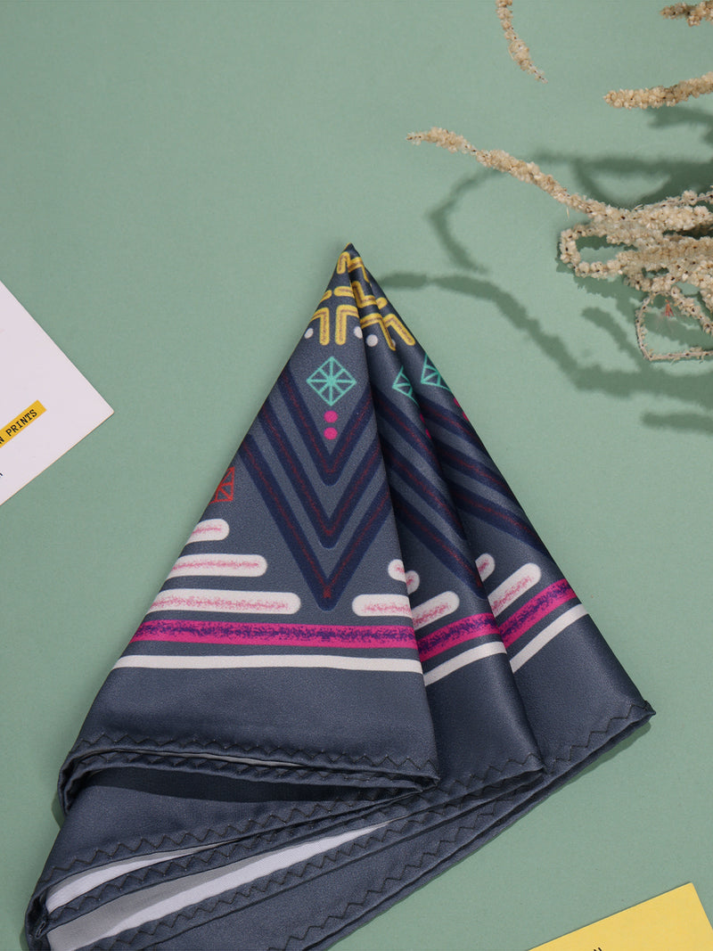 Grey Geometric Pocket Square