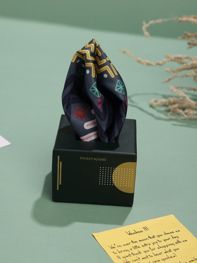 Grey Geometric Pocket Square