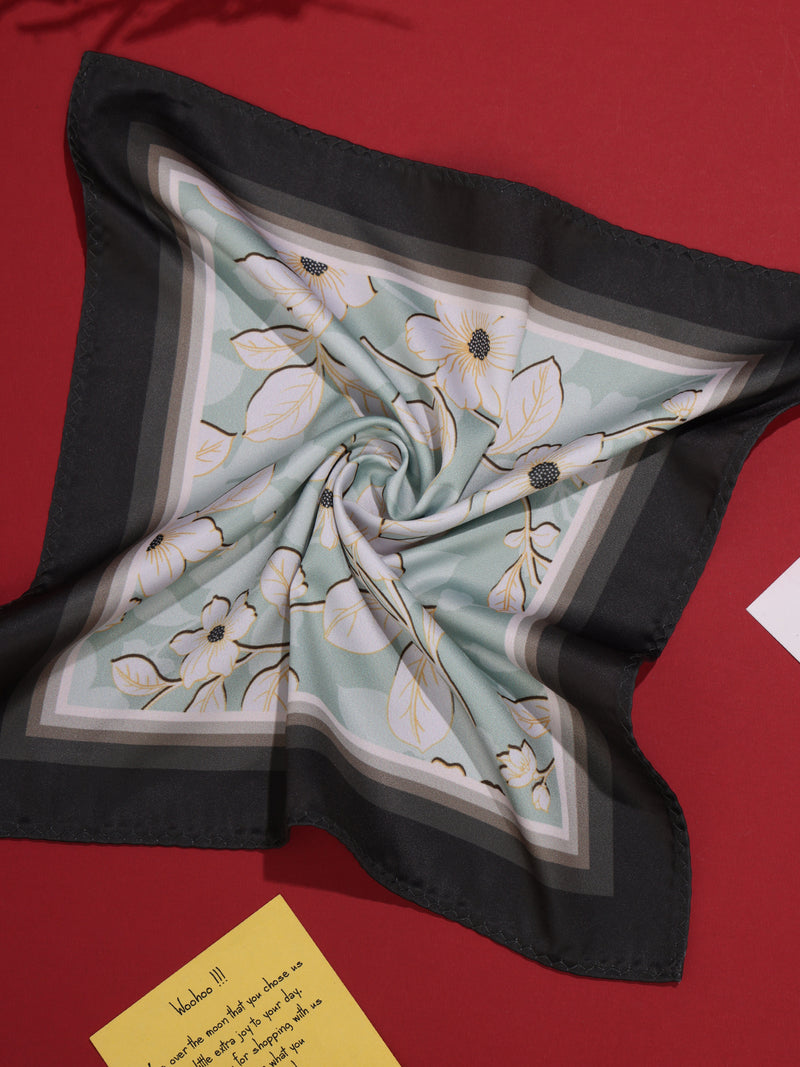 Green & White Floral Pocket Square