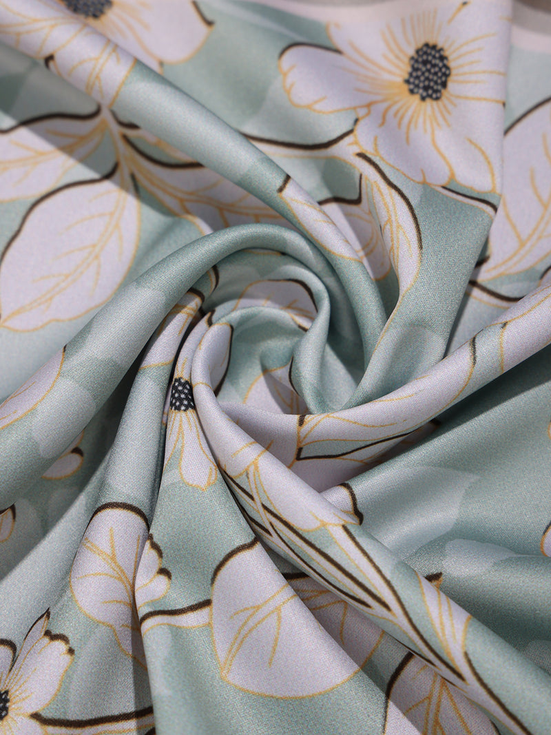 Green & White Floral Pocket Square