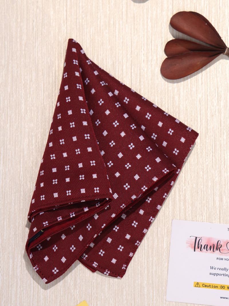 Maroon Geometric Pocket Square