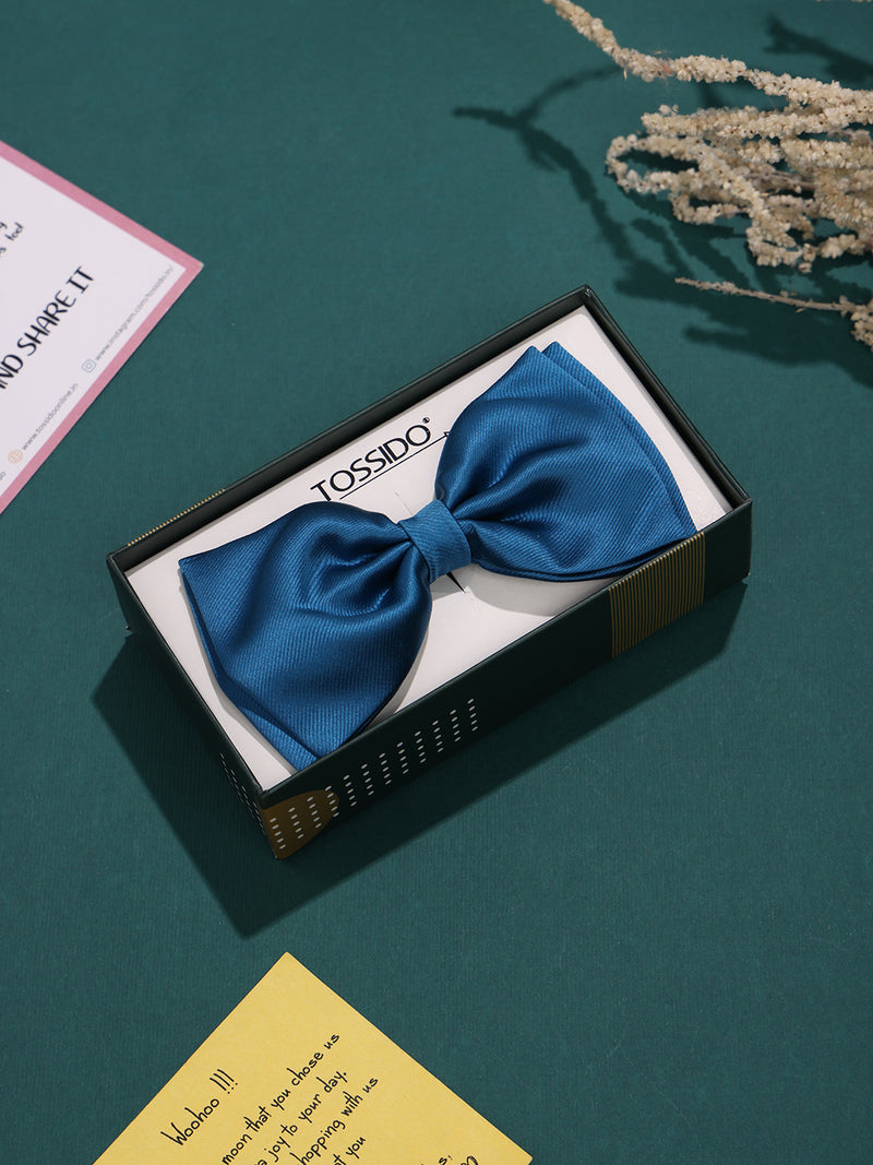 Blue Satin Bow Tie