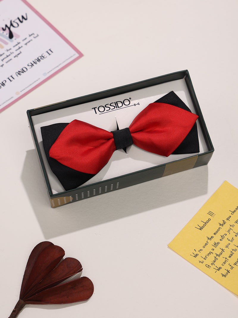 Red & Black Satin Poly Bow Tie