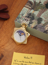 Stellar Gold-Tone Pocket Watch with Moonphase Design