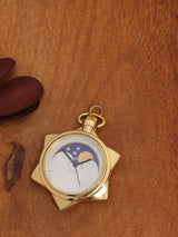 Stellar Gold-Tone Pocket Watch with Moonphase Design