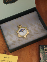 Stellar Gold-Tone Pocket Watch with Moonphase Design