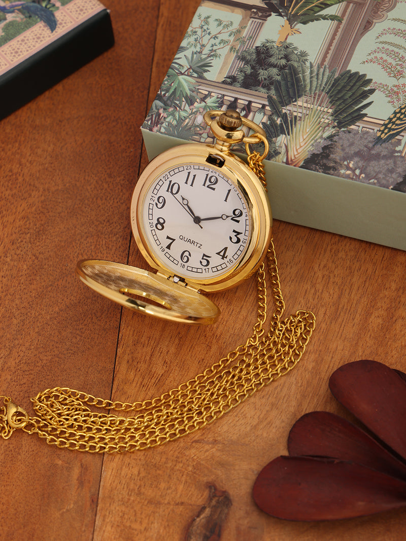 Antique Bronze Pocket Watch with Engraved Filigree Cover