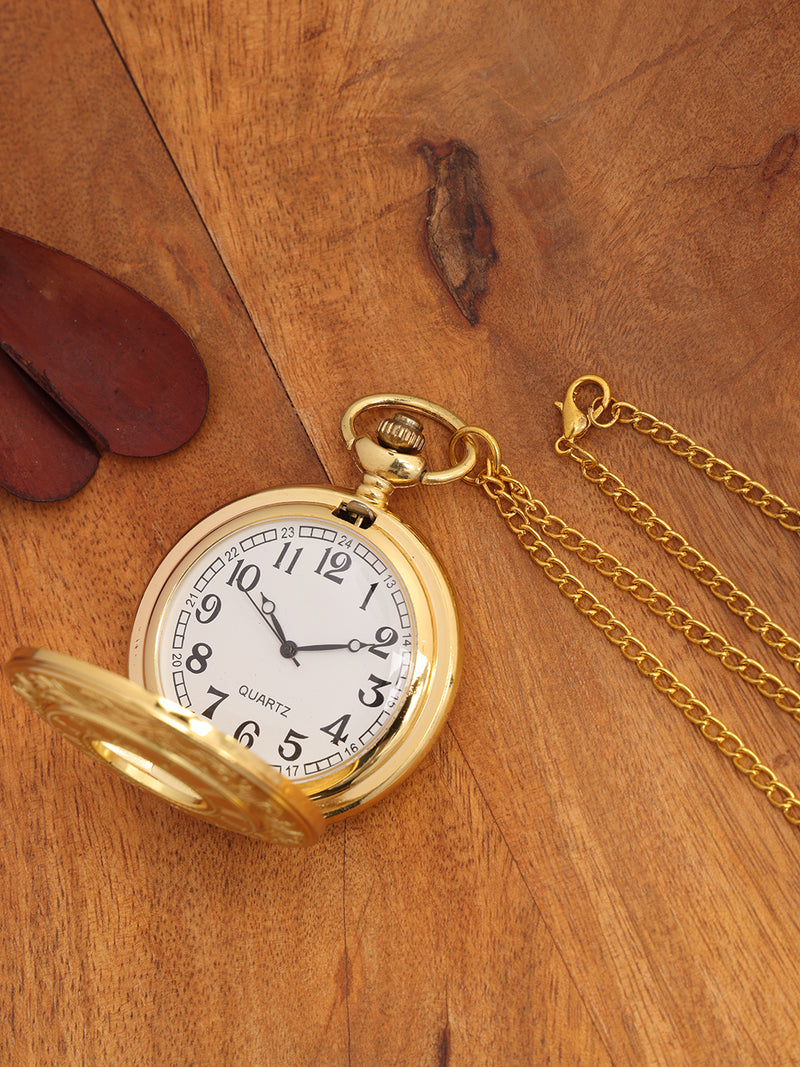 Antique Bronze Pocket Watch with Engraved Filigree Cover
