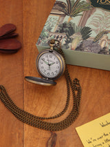 Steampunk-Inspired Bronze Pocket Watch with Transparent Back
