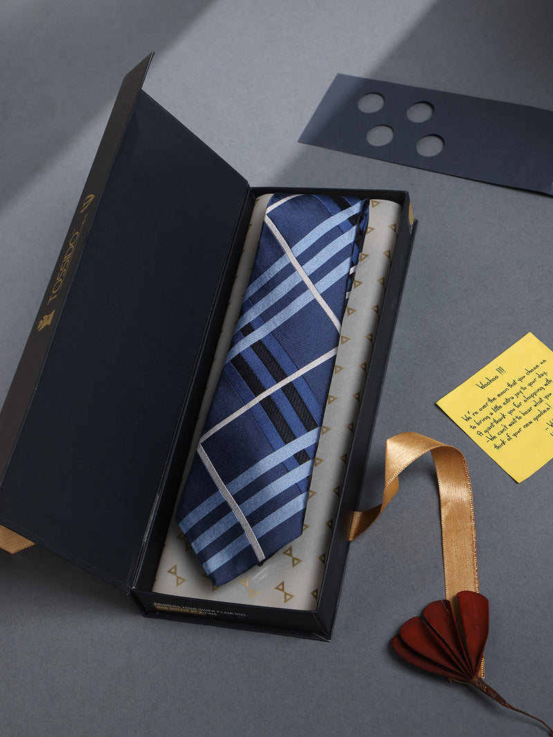 Blue Check Woven Necktie