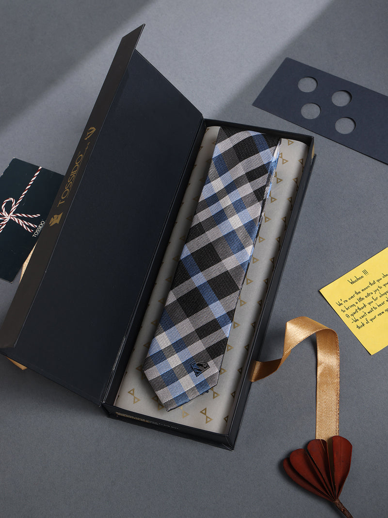 Multicolor Check Woven Silk Necktie