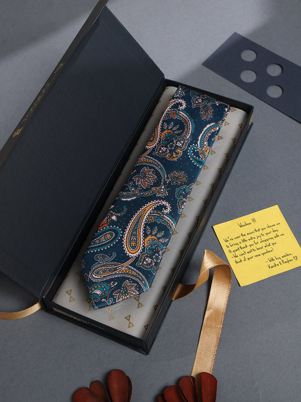 Green Paisley Printed Necktie