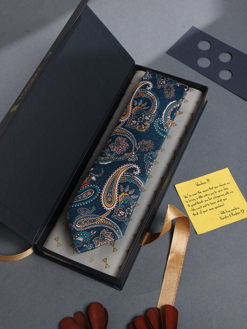 Blue Paisley Printed Necktie