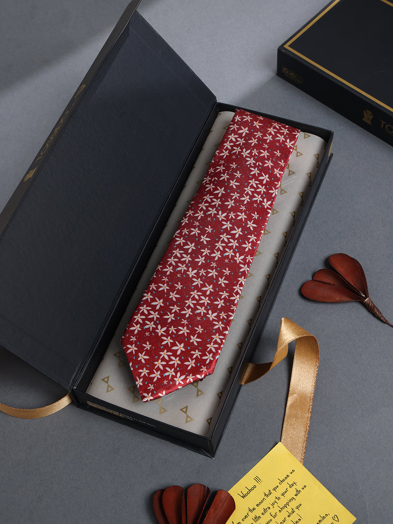 Red Floral Printed Necktie