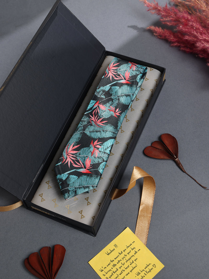 Blue Floral Printed Necktie