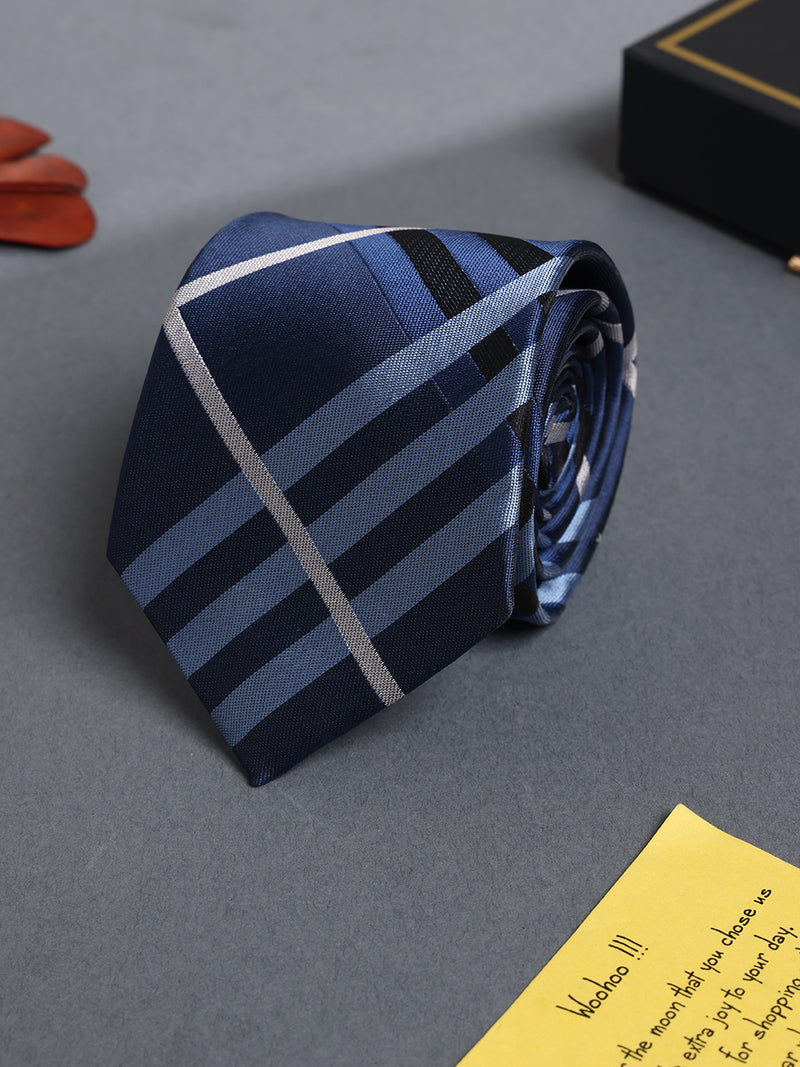 Blue Check Woven Necktie