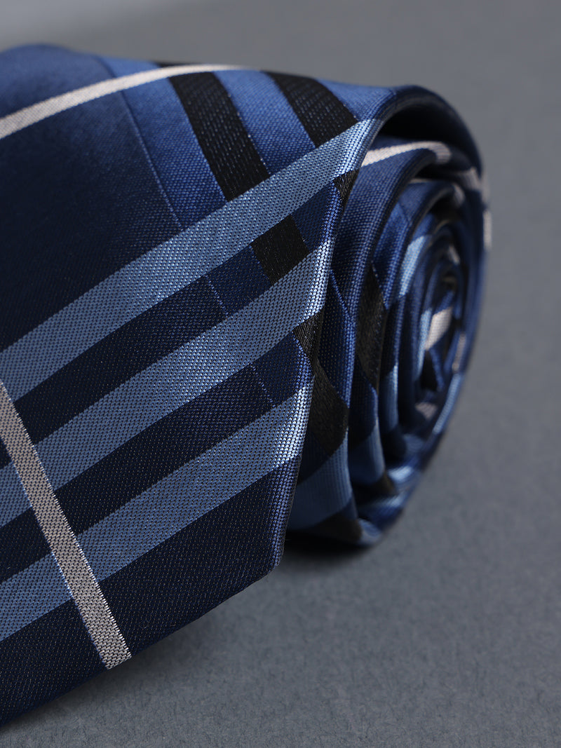 Blue Check Woven Necktie
