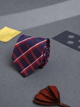Blue & Red Check Woven Necktie